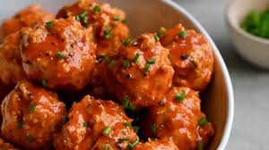 Buffalo Chicken Meatballs grilled zucchini, rose sauce 4 SERVING